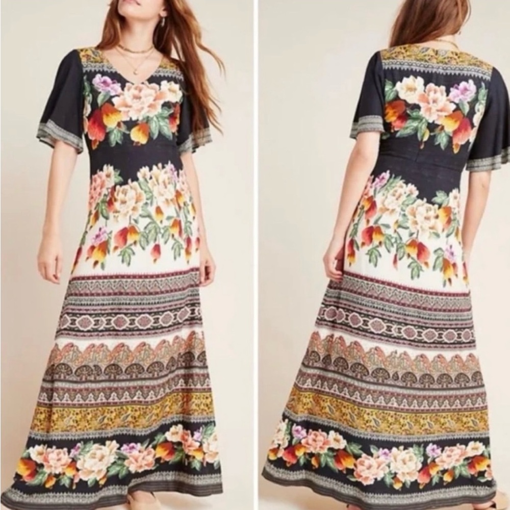 FARM Rio x Anthropologie Esmeralda Floral Maxi Dress Size Medium